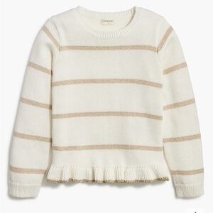 Crewcuts Girls Striped Sparkle Ruffle Hem Sweater